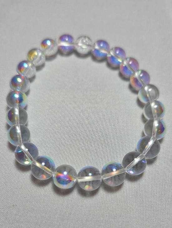 Jewelry - Aura Quartz Bead Stretch Bracelet - Clear